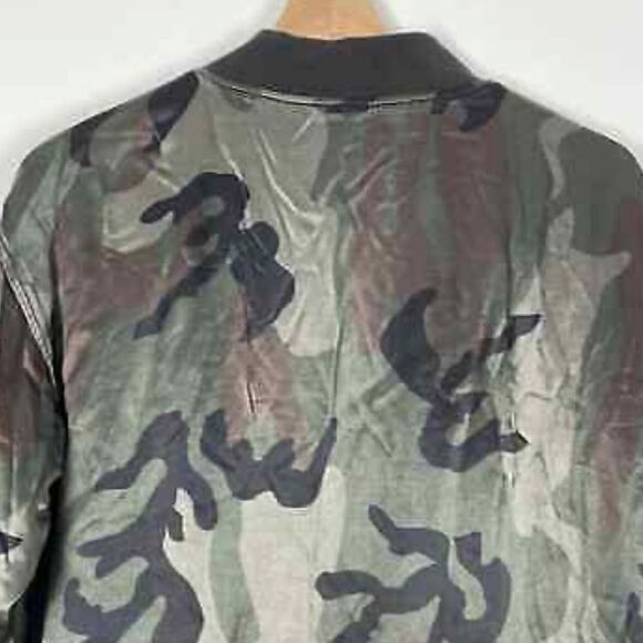 Anthropologie Marrakech Camo Satin Bomber Zip Up Jacket Sz XS - Picture 6 of 12